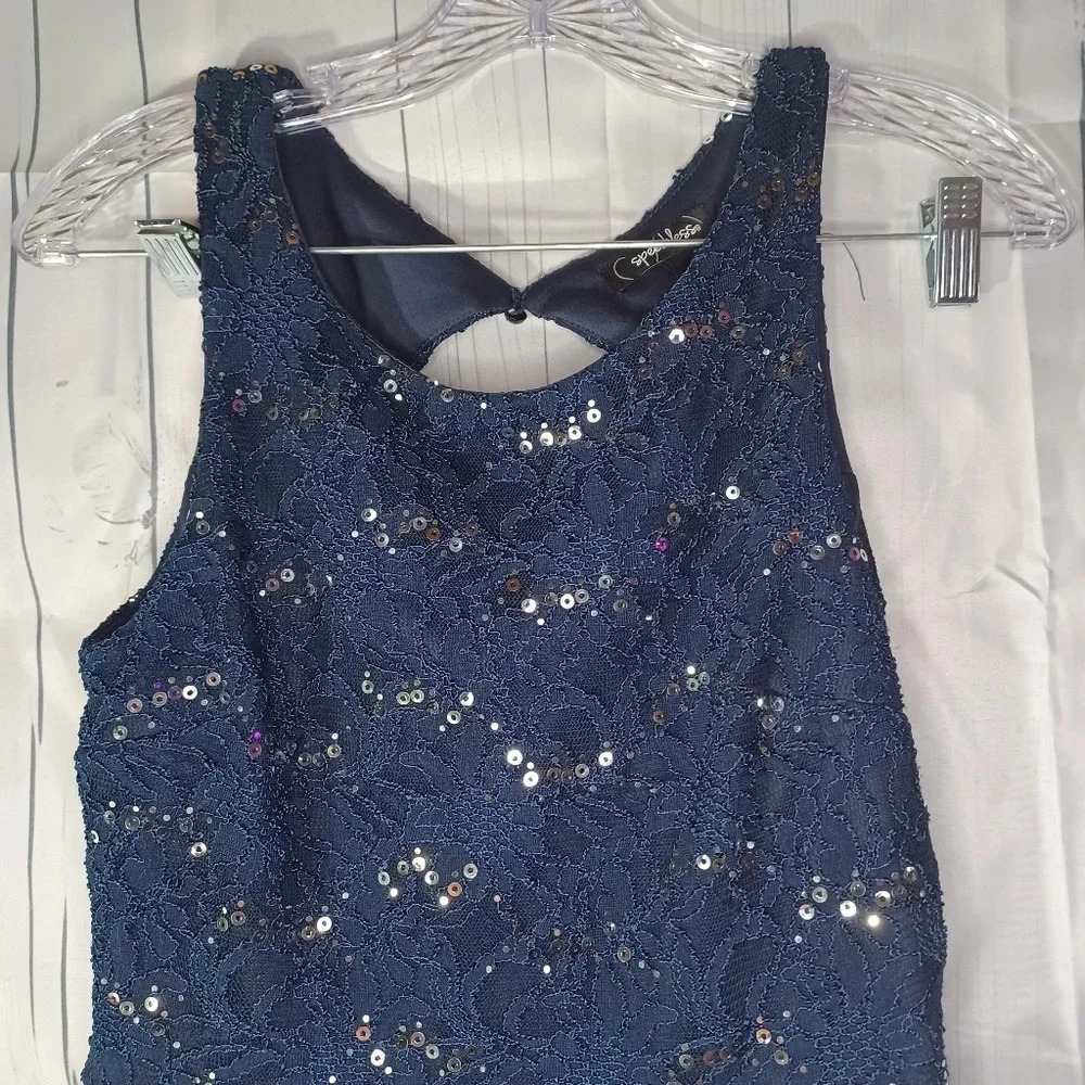 Speechless navy blue sleeveless formal night out fit & flare dress - Picture 2 of 11